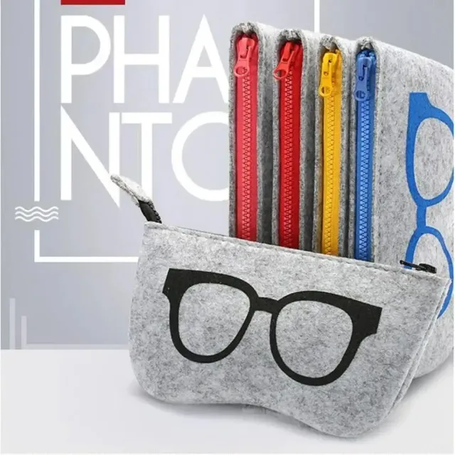 Protective portable case for glasses of felt with zipper