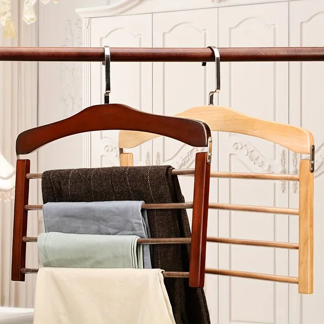 Wooden multi-level rack for trousers