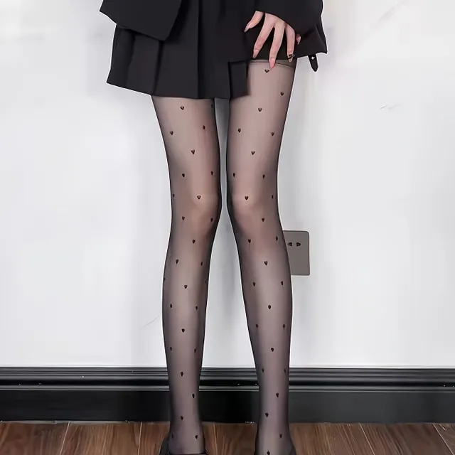 Thin and stylish stockings with heart pattern for modern woman