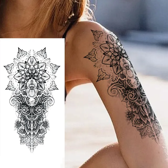 Women's waterproof fake tattoo on upper arm