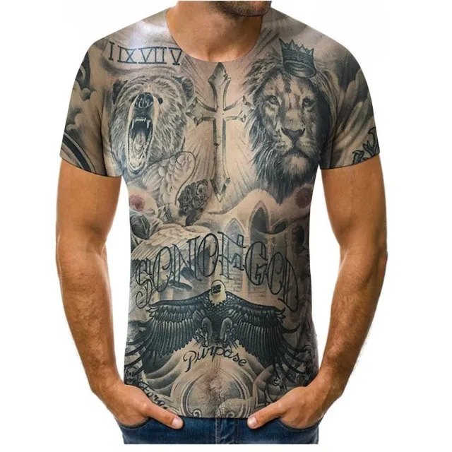 Tricou original pentru bărbați cu motiv muscular și mâneci scurte - mai multe variante F420 XS