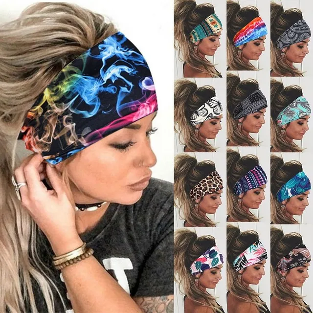 Women's wide fabric multicoloured headband