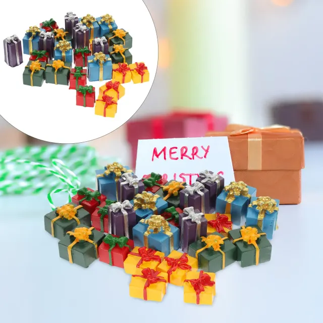 25 miniaturowych pudełek upominkowych wykonanych z żywicy do dekoracji domu