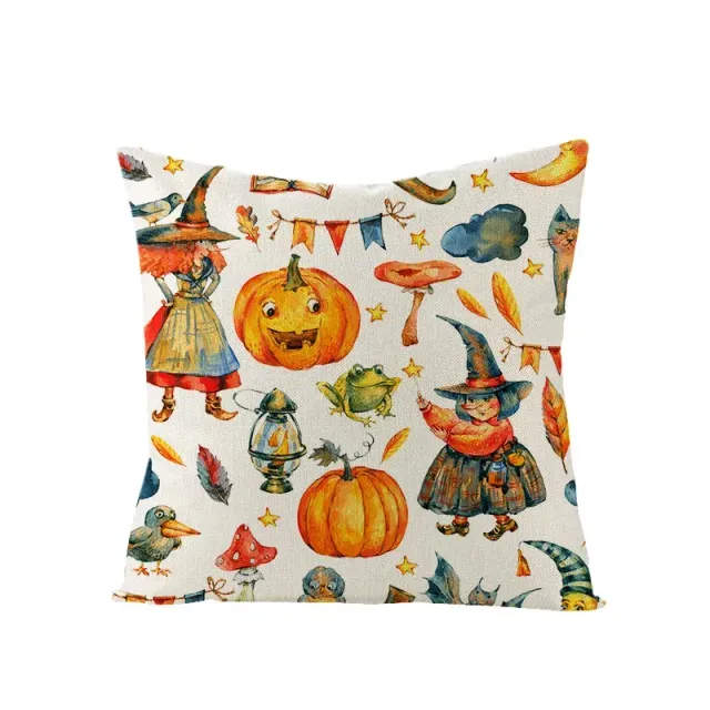 Halloween Kissenbezug mit Druck von Kürbis und schwarzer Katze 45x45 cm zur Dekoration des Hauses