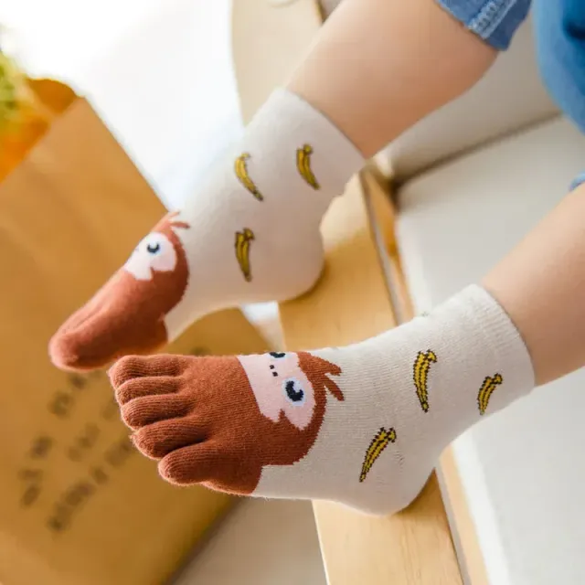 Baby socks with fingers in cute animal design