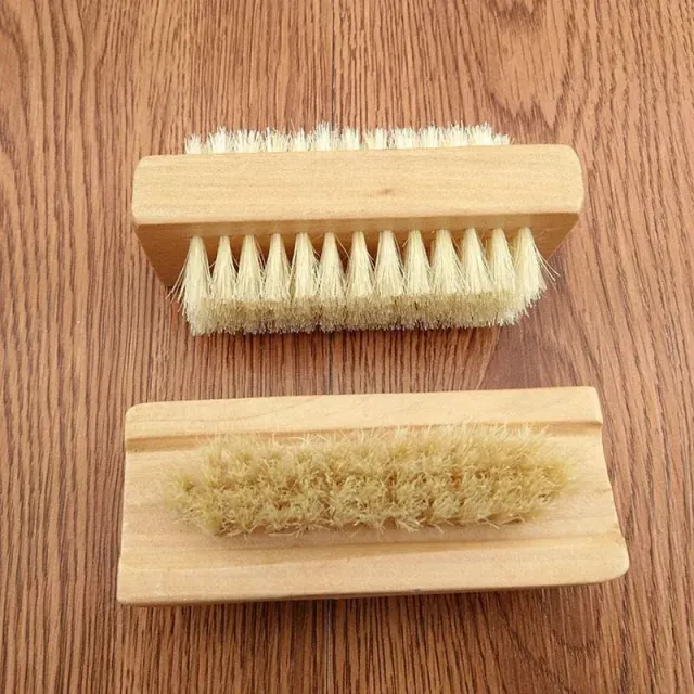 Double-sided brush with bamboo brushes for manicure