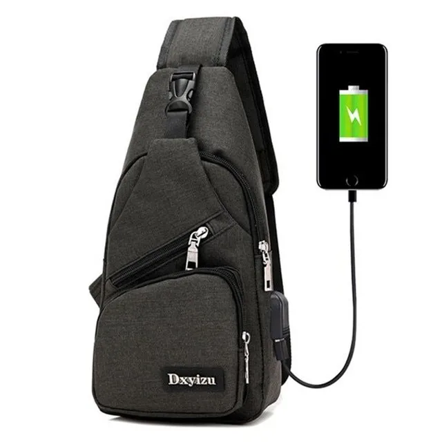Cestovní USB designová unisex taška přes rameno black