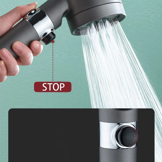 Cap de duș cu presiune mare, filtru și 3 moduri de intensitate a jetului de apă