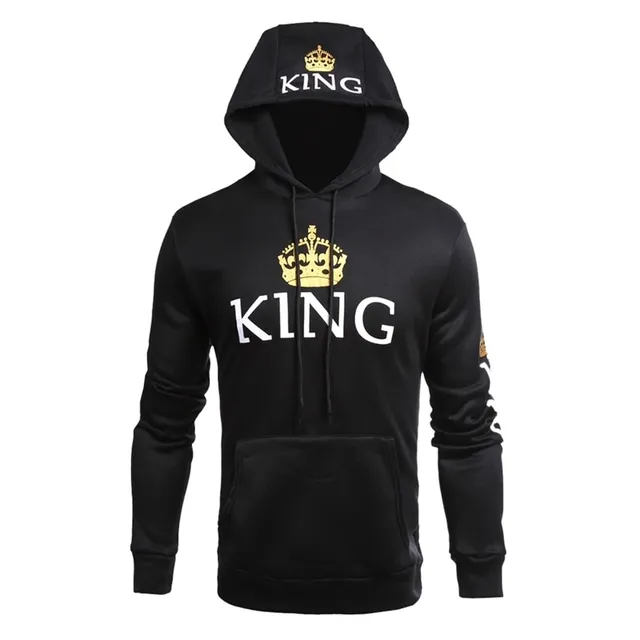 Moda casual hoodie z długimi rękawami dla par KING & QUEEN