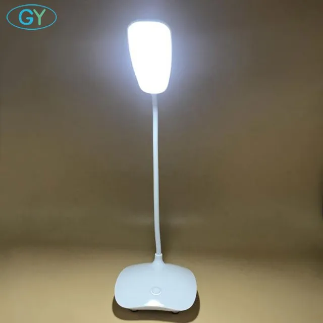 Biela LED lampa s USB nabíjaním pripevniteľná na stôl