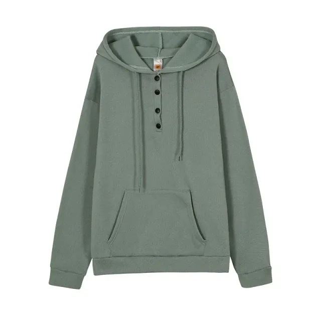 Fashion trendy sweatshirt for women with long sleeves, free, button-on and hooded