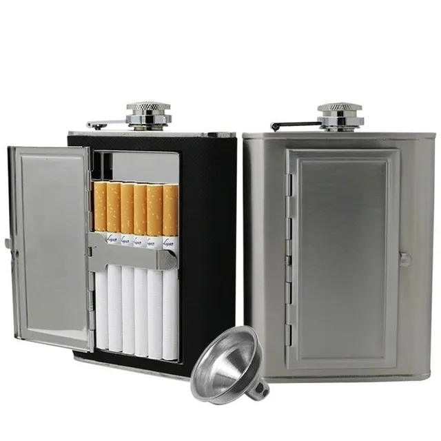 Smoking flask with cigarette case