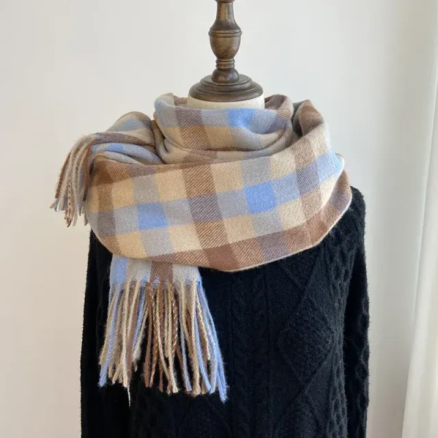 Żeński szalik na zimę z wzorami i brytyjskim style