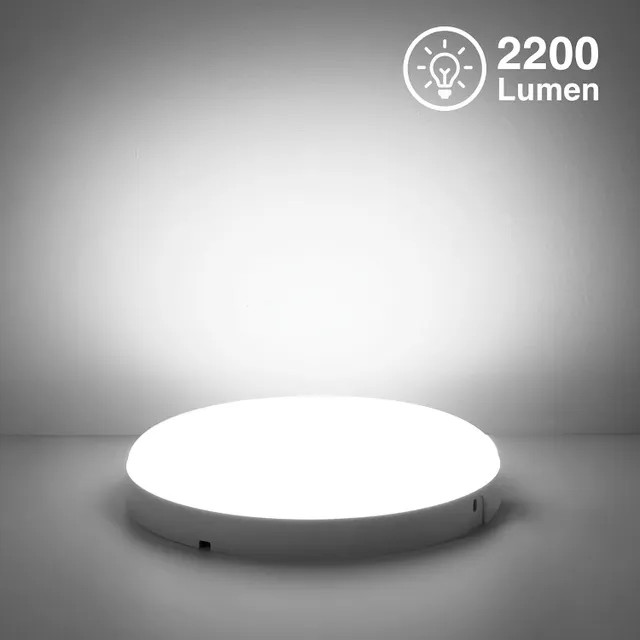 24W circular LED ceiling lamp with remote control, dimmable, IP54 waterproof, 2200LM, suitable for living room, bedroom, balcony and corridor.