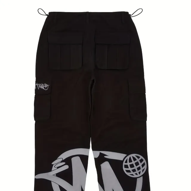 Men's cargo pants Y2K with scribble print