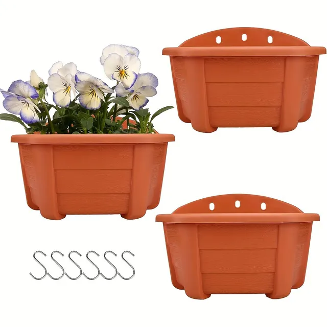 Hinged pots on the wall - 3 pcs, plastic pots/baskets