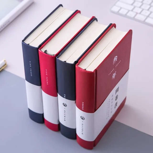 Original modern monochrome minimalist diary for three years with rubber band - more colors