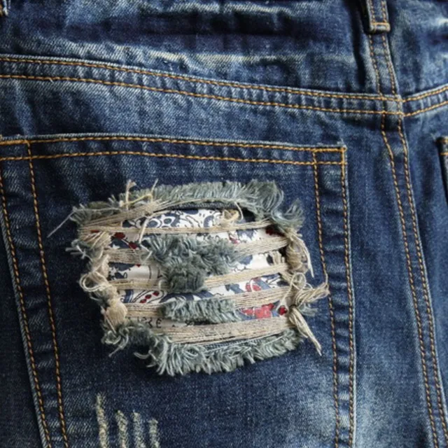 Pánské stylové roztrhané džíny ležérní šortky královské modré na léto