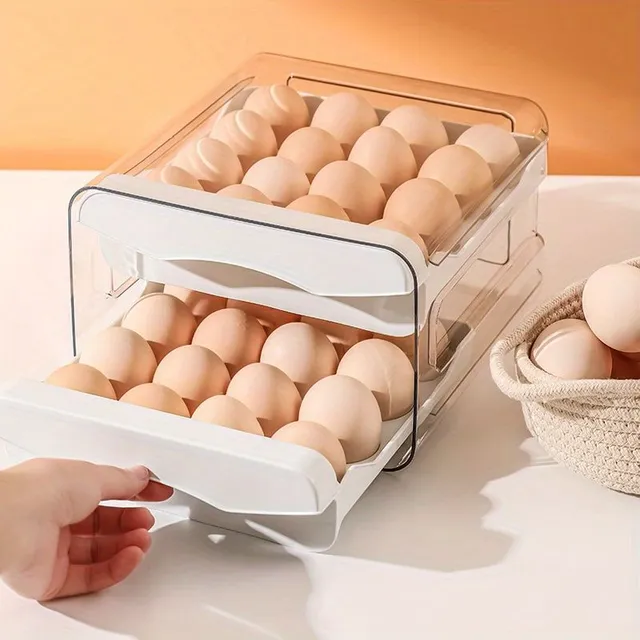 Vaječná nádrž 2v1: dvojpodlažná zásuvka, stohovateľná, protinárazová a lámateľná, pre 18 vajec