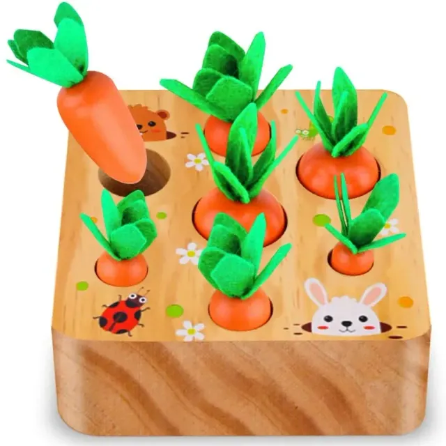 Dřevěná skládačka s ovocem a zeleninou Montessori pro rozvoj jemné motoriky