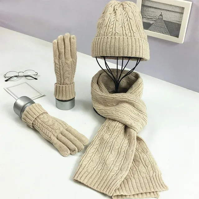 Women's winter hat and scarf set with gloves