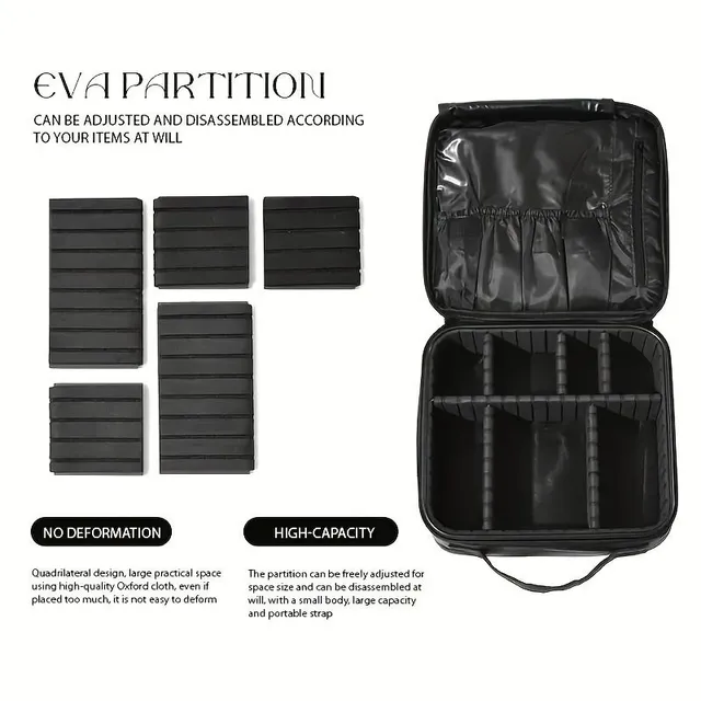 Preferable cosmetic case with compartments, waterproof make-up bag with many pockets