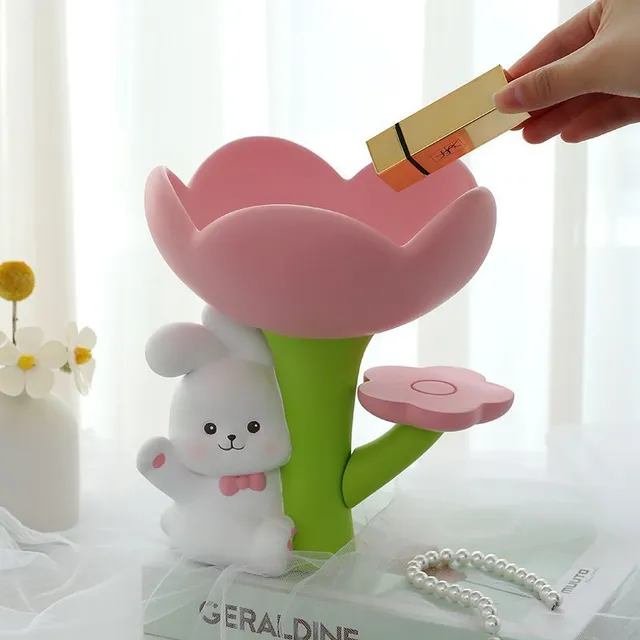 Beautiful plastic key holder in flower pot shape with cute rabbit for modern household