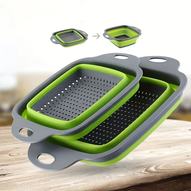 Practical folding sieve for washing fruit and vegetables - 2 pieces, different sizes, durable materials, suitable for every kitchen