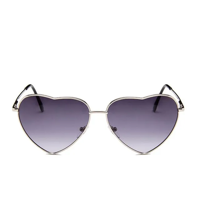 Summer stylish original sunglasses in the shape of a heart - more colored variants Silver Double Gray