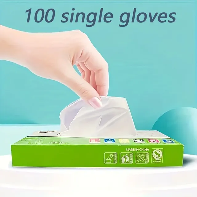 Set of 100 disposable gloves TPE for safe handling of food