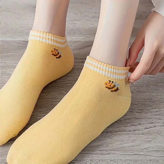 Cute bee socks for ankles - 5 pairs, comfortable and breathable