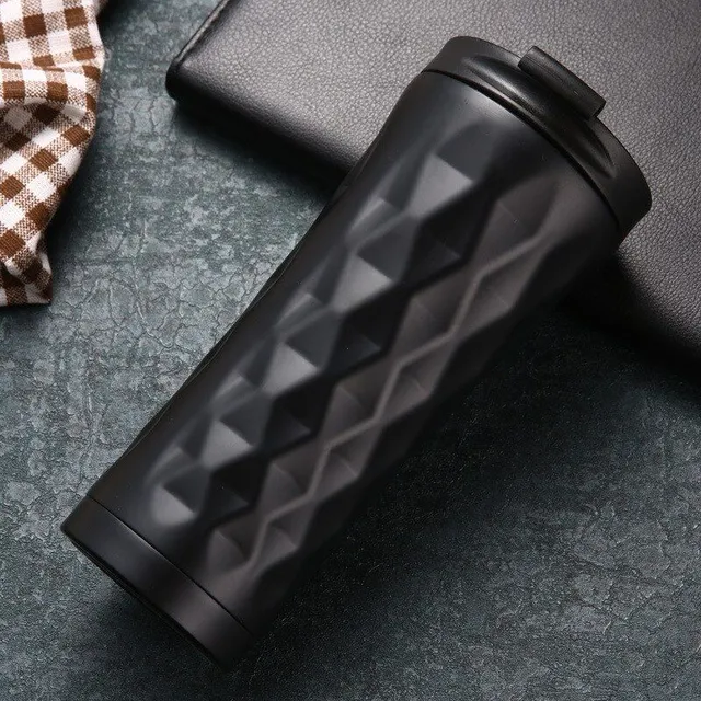 Stainless steel travel mug with straw