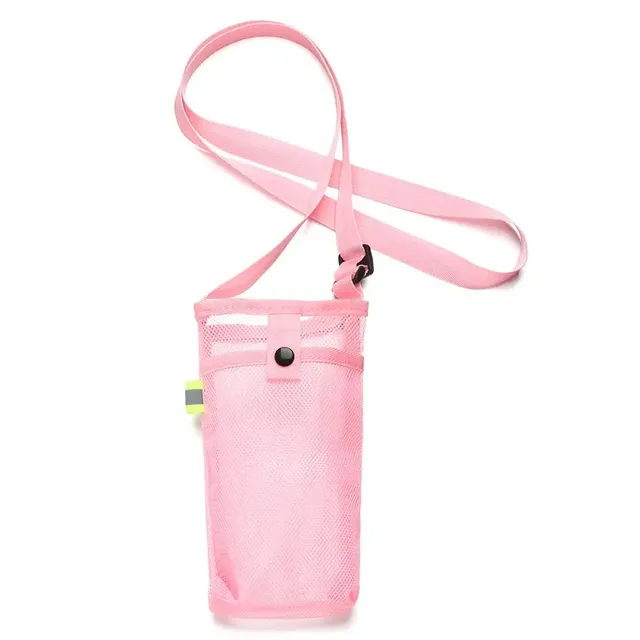 Network wrapper for sports bottle with pocket for mobile phone, suitable for camping