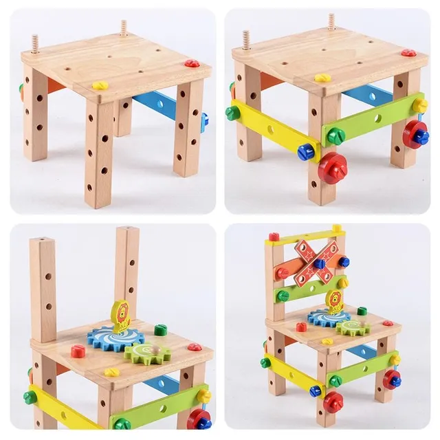 Drevená skladacia stolička Montessori pre deti