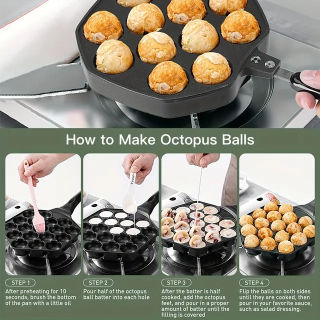 Non-stick pan for takoyaki for 12 pieces - ideal for home and restaurant use