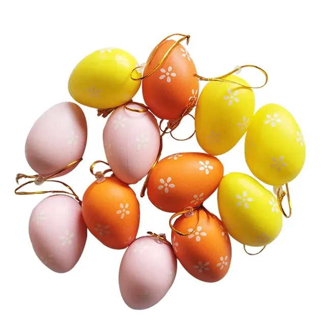 12 ks Velikonoční vajíčka k dekoraci domu nebo zahrady - veselá barevná plastová vajíčka