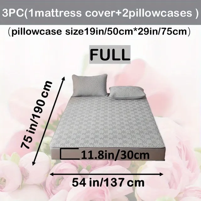 Waterproof mattress with ultrasound technology, uniform colour, washable, antibacterial, anti-spinning, soft and comfortable