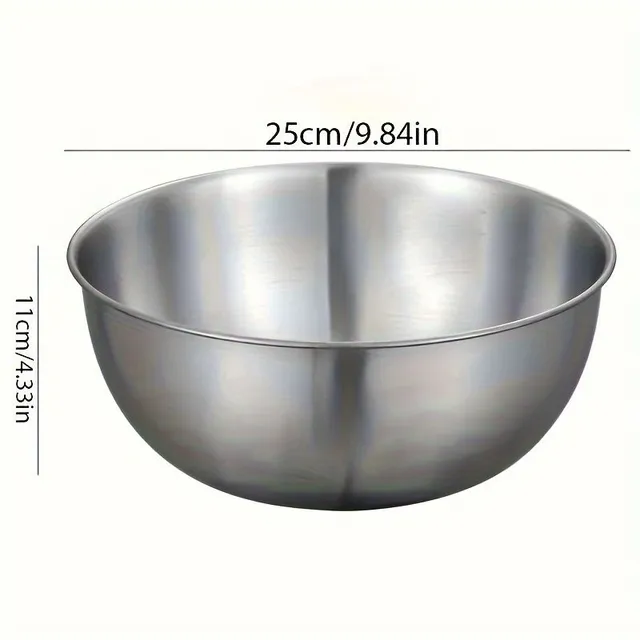 Universal stainless steel bowls - 3 pieces with measuring cups and bent bottom