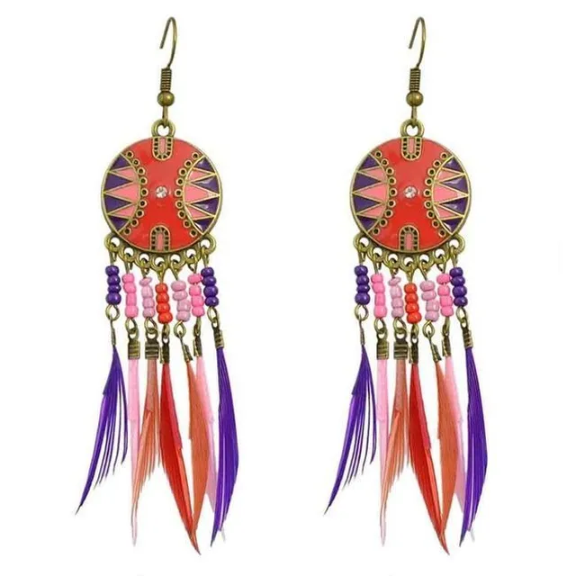 Earrings with feathers - Indian style