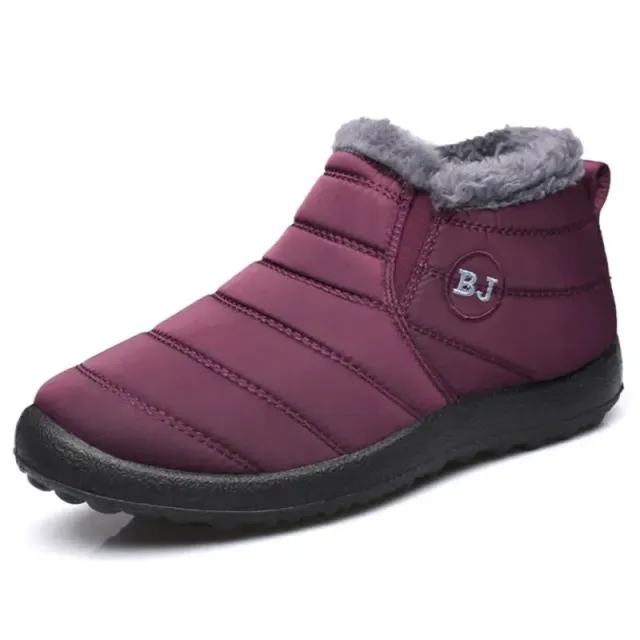 Women's winter boots - short waterproof snow boots with fur