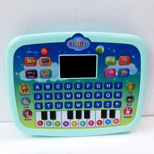 Detská tableta Batole Vyučovací pad s LED obrazovkou Vyučovanie Abed Numbers Word Music Matematika Včasný rozvoj Interaktívna elektronická hračka pre chlapcov a dievčatá (Batéria nie je súčasťou dodávky)