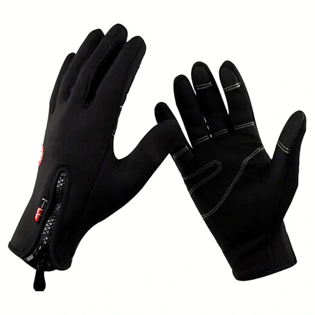 Men's gloves with zipper - Black