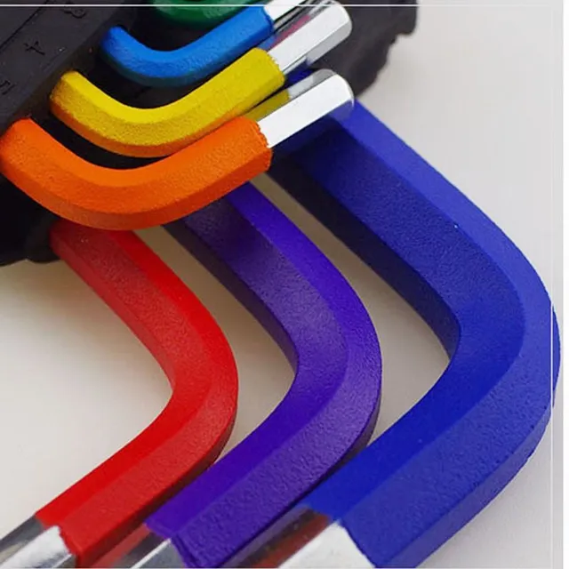Set of color coded hexagon keys imbus