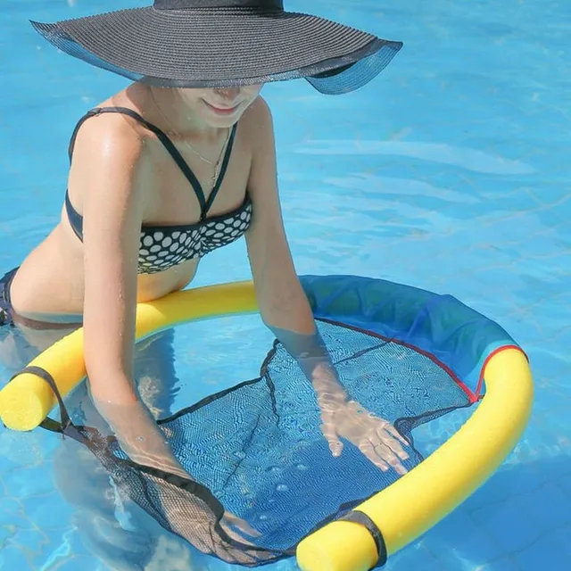 Comfortable sieve lounger for the water on a foam earthworm - blue version