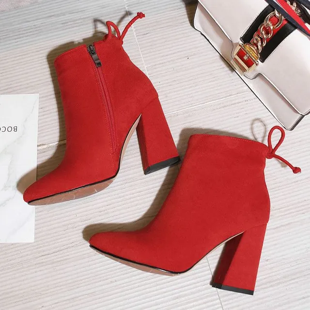 Women's trendy suede heeled boots Alice