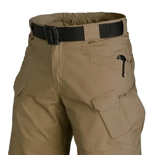 Male multifunctional tactical shorts - waterproof outdoor cargo shorts with pockets, ideal for hiking and trekking