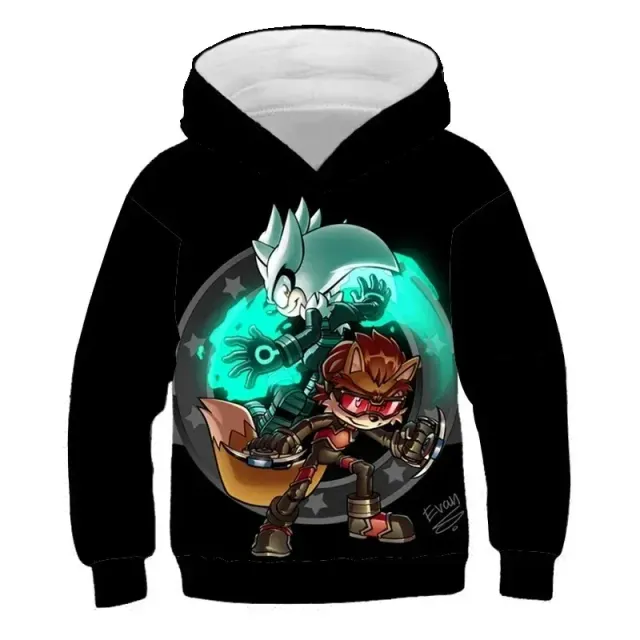 Children's unisex sweatshirt with hood and motifs 3D printing hedgehog Sonic