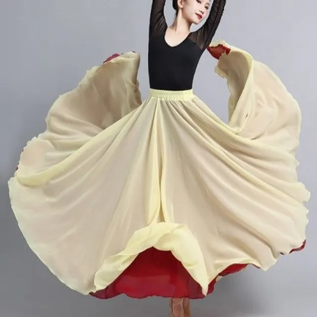 Fustă de dans flamenco reversibilă cu două straturi 720 de grade