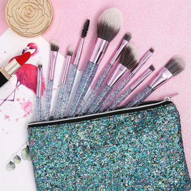 Luxury modern professional makeup brush set with glitter holder Shaffer