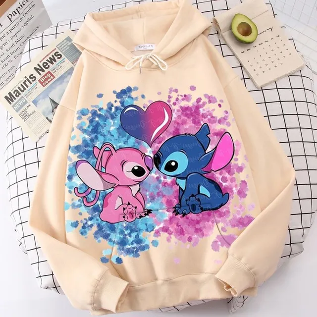 Detská dizajnová mikina s kapucňou s potlačou Stitch